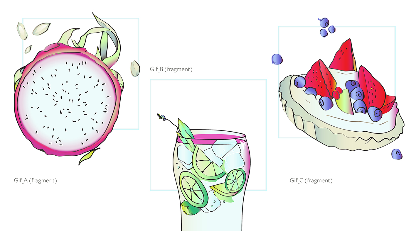 Food illustrations, animation